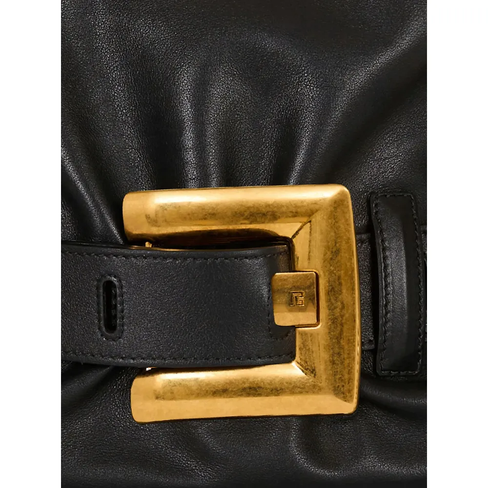 Balmain Anthem Buckled Medium Shoulder Bag
