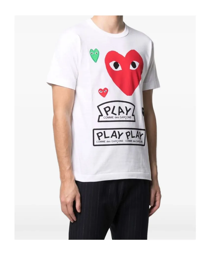 Comme Des GarÇOns Play Signature Heart Printed T-Shirt