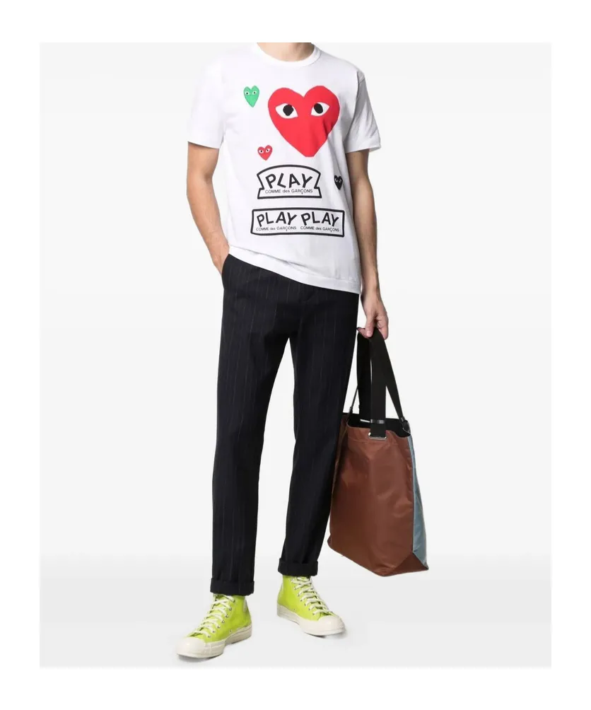 Comme Des GarÇOns Play Signature Heart Printed T-Shirt