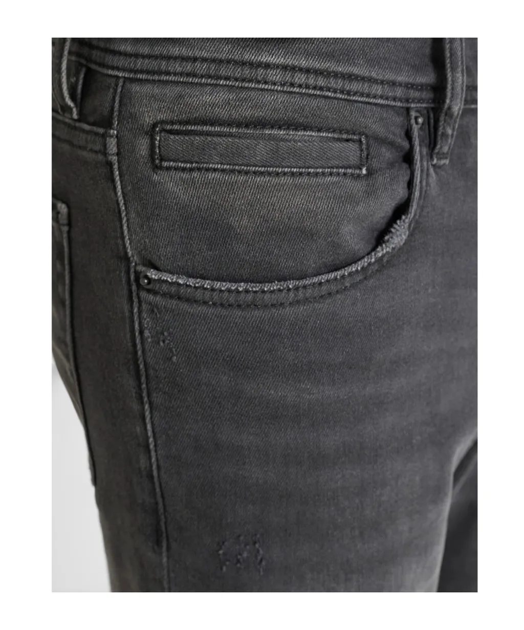 Cropped Fit Skinny Jeans In Black Denim With Faded Wash Karl