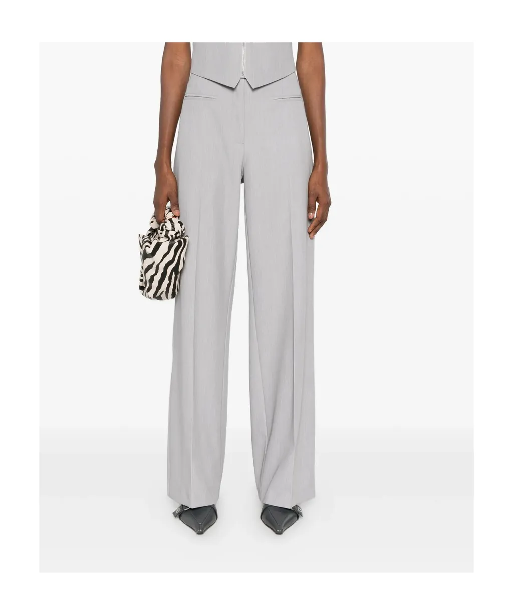 Pleated Straight-Leg Trousers