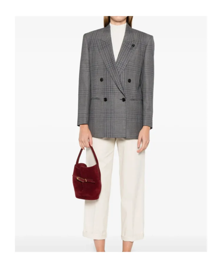 Double-Breasted Checked Blazer