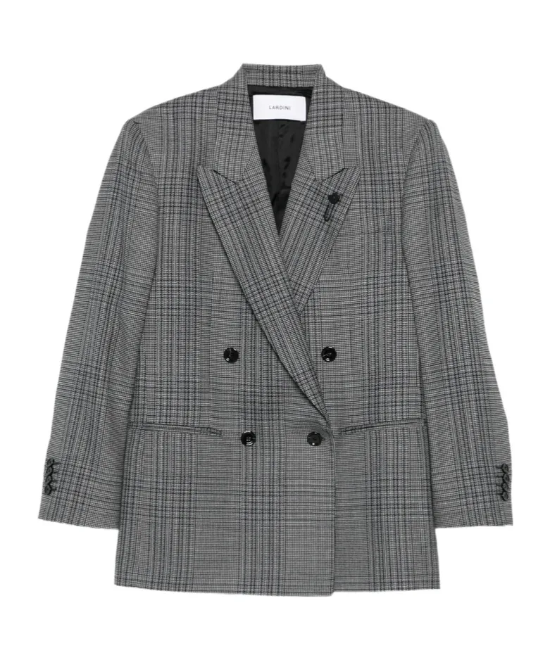 Double-Breasted Checked Blazer