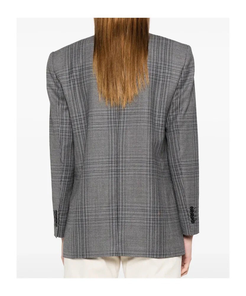 Double-Breasted Checked Blazer
