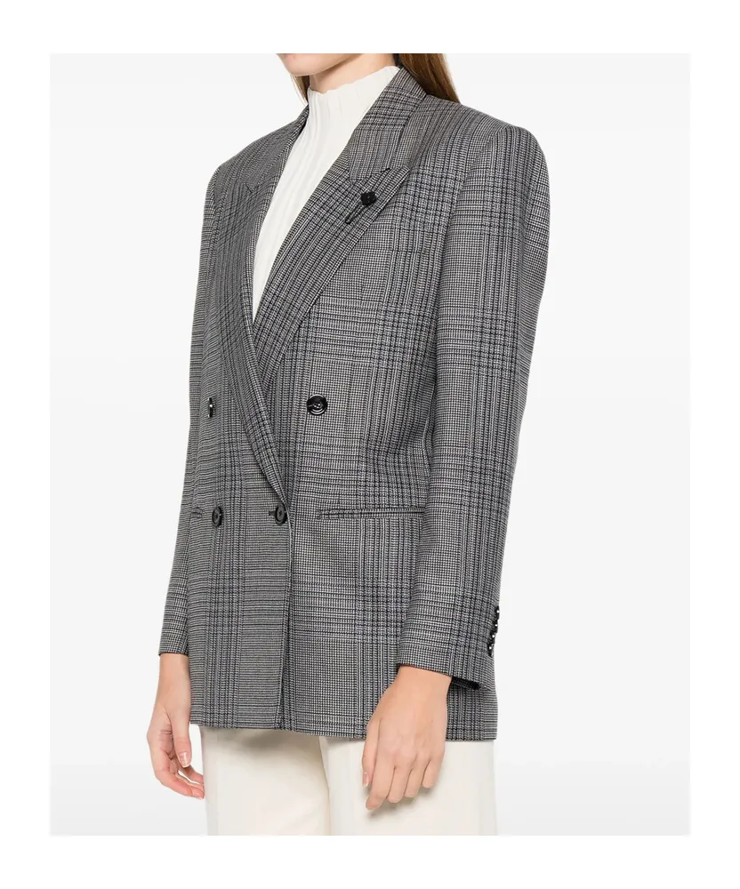 Double-Breasted Checked Blazer
