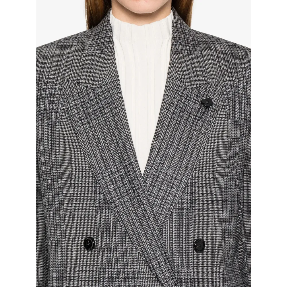 Double-Breasted Checked Blazer