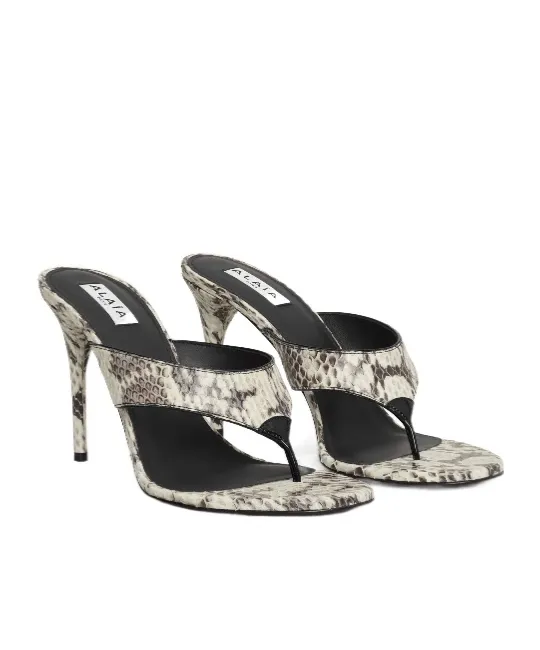 AlaÏA Infradito Embossed Heeled Sandals