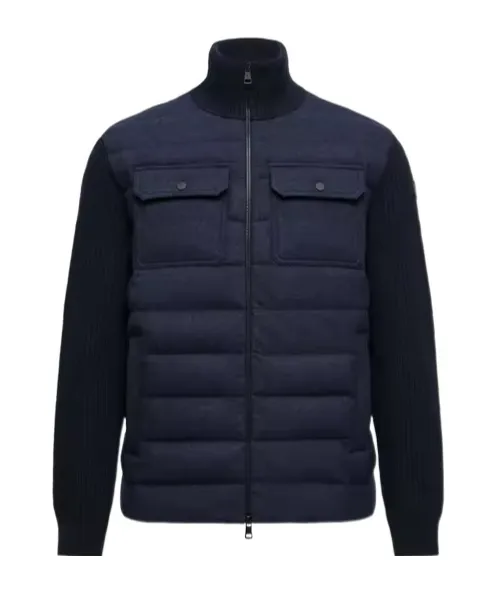 Padded Wool Zip-Up Cardigan