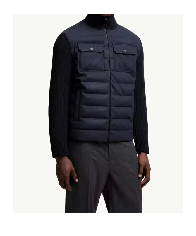 Padded Wool Zip-Up Cardigan
