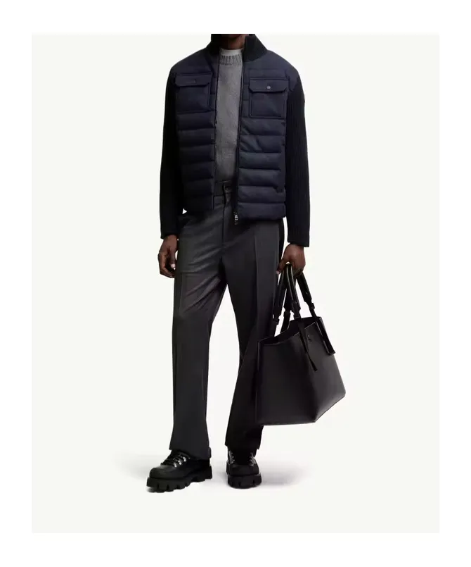 Padded Wool Zip-Up Cardigan