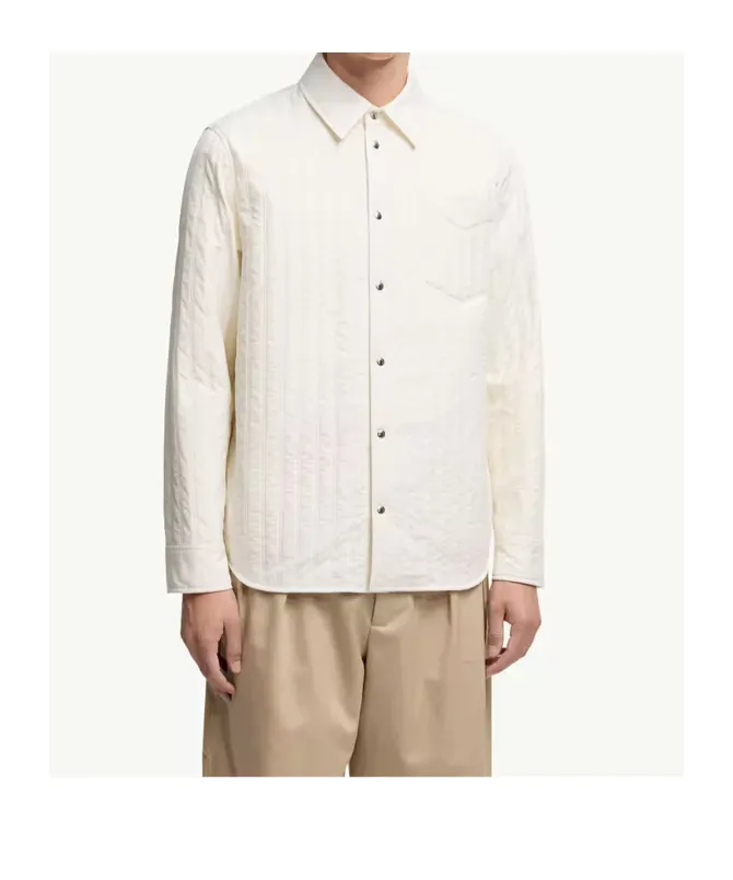 Vertical-Quilted Padded Shirt Jacket