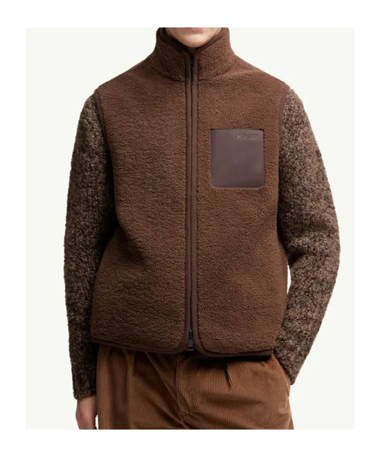 Moncler Logo Patch Zip-Up Teddy Gilet
