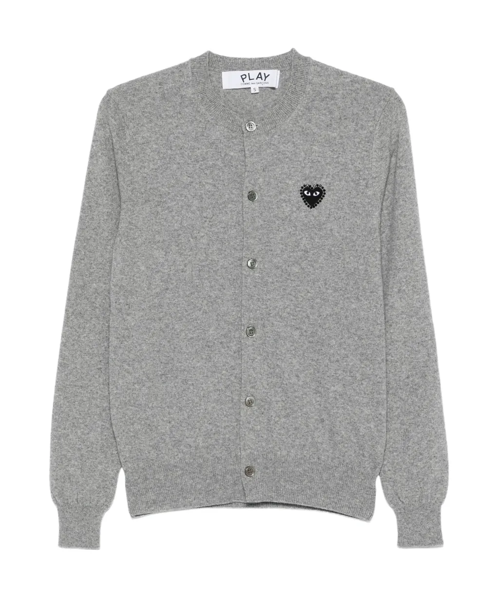 Comme Des Garons Play Logo Patch Crewneck Cardigan
