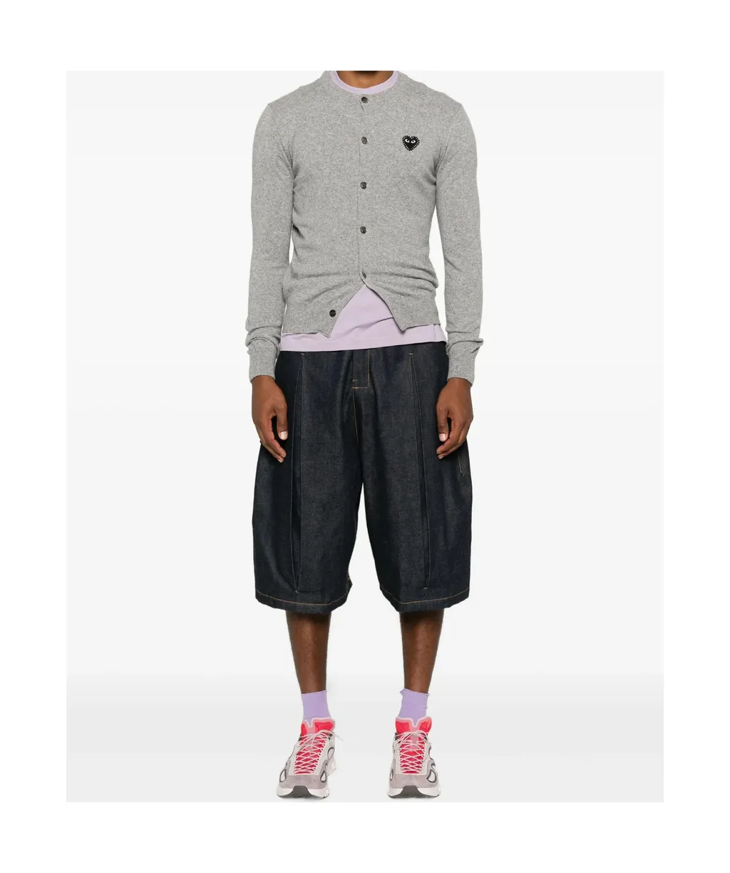 Comme Des Garons Play Logo Patch Crewneck Cardigan