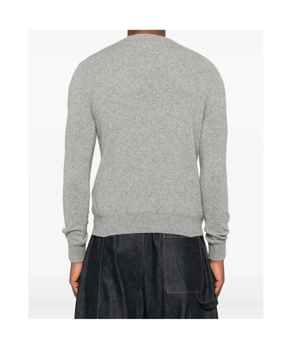 Comme Des Garons Play Logo Patch Crewneck Cardigan