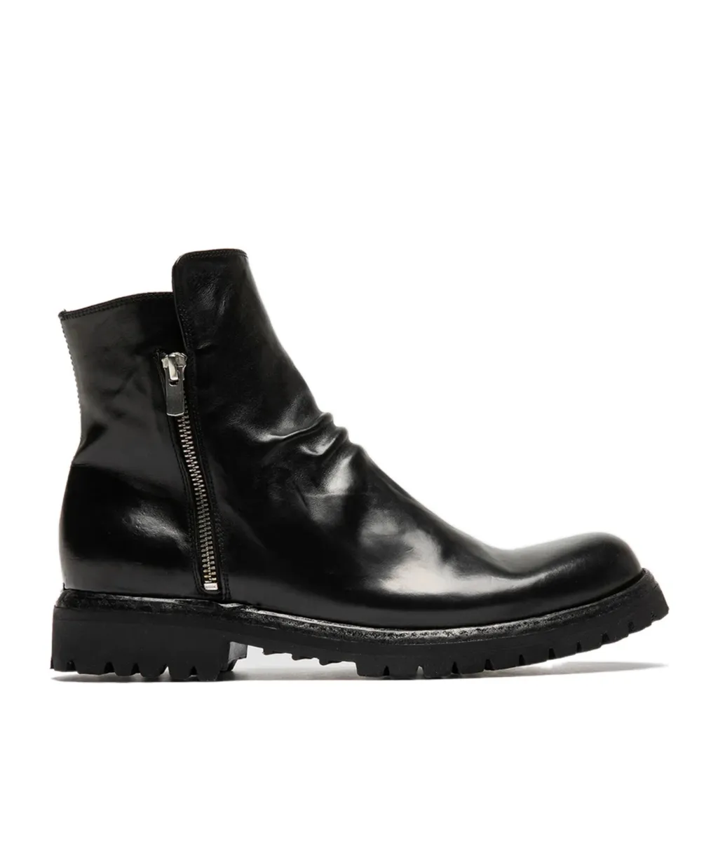 Black Leather Zip Boots