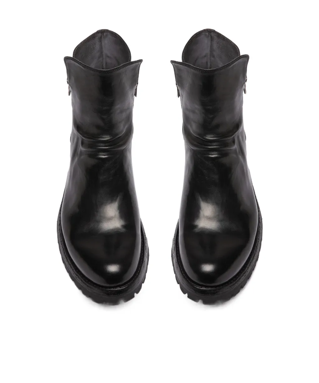 Black Leather Zip Boots