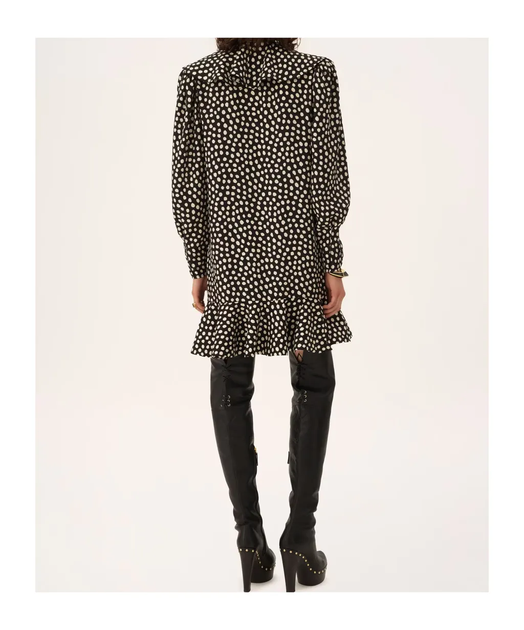 Chloé Dotted Long-Sleeve Mini Dress