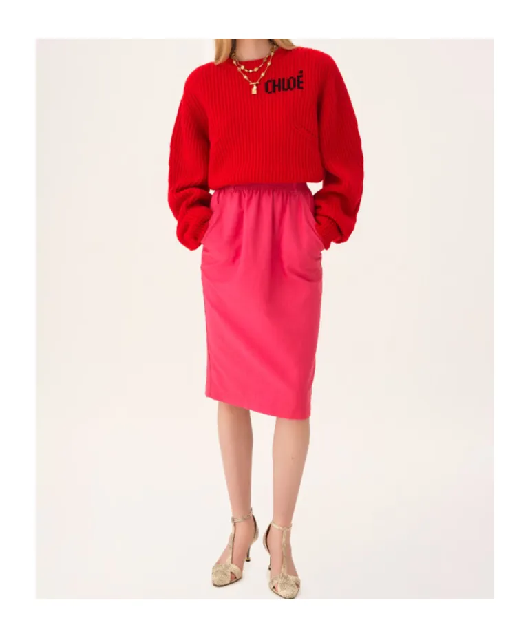 Elastic-Waistband Pocket Skirt