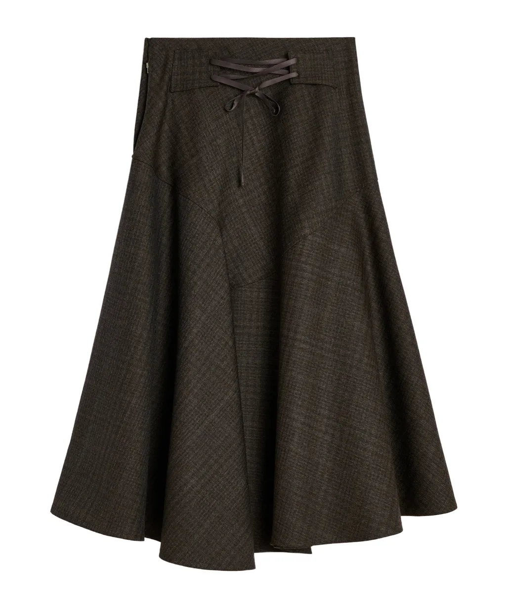 Waltz Check-Pattern Midi Skirt