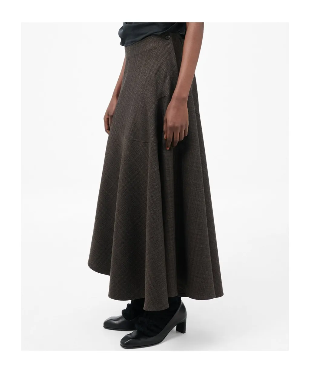 Waltz Check-Pattern Midi Skirt