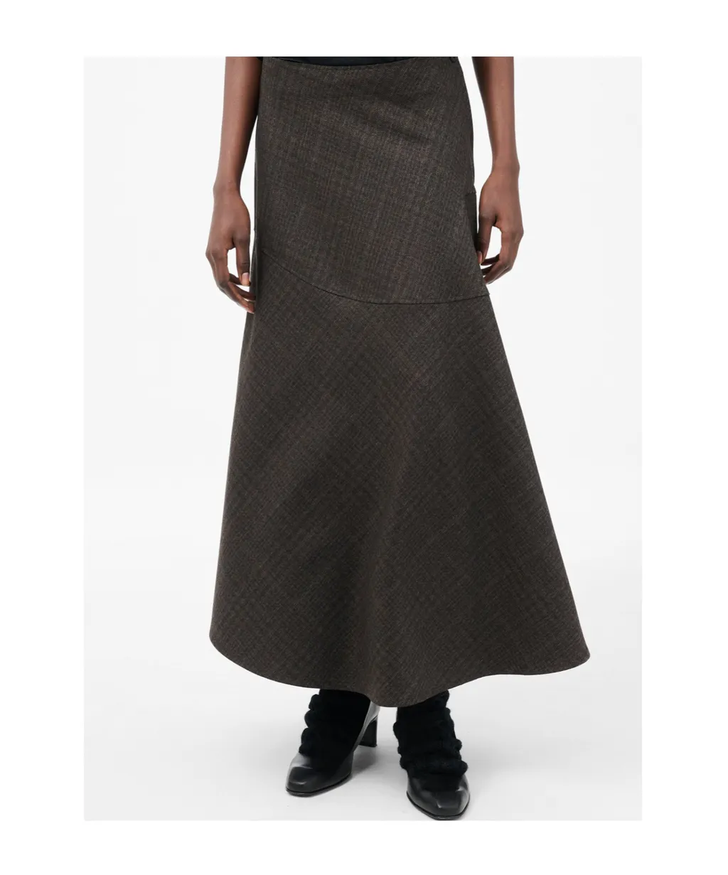 Waltz Check-Pattern Midi Skirt