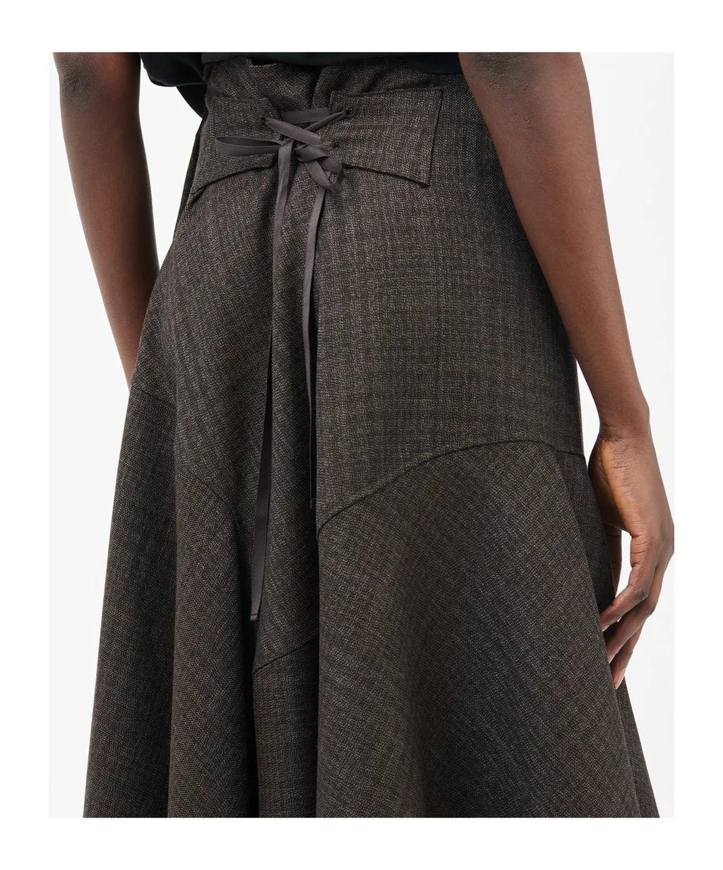 Waltz Check-Pattern Midi Skirt