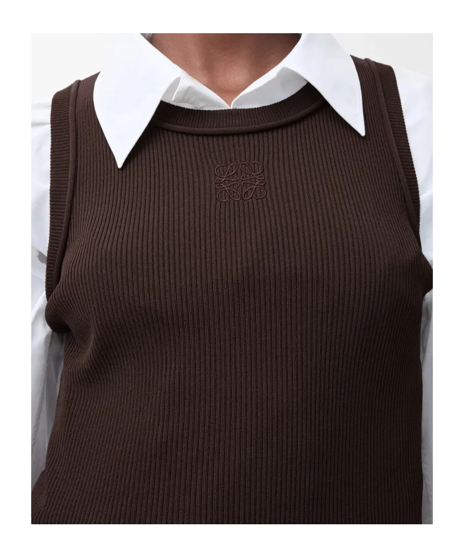 Loewe Anagram Embroidered Ribbed Top