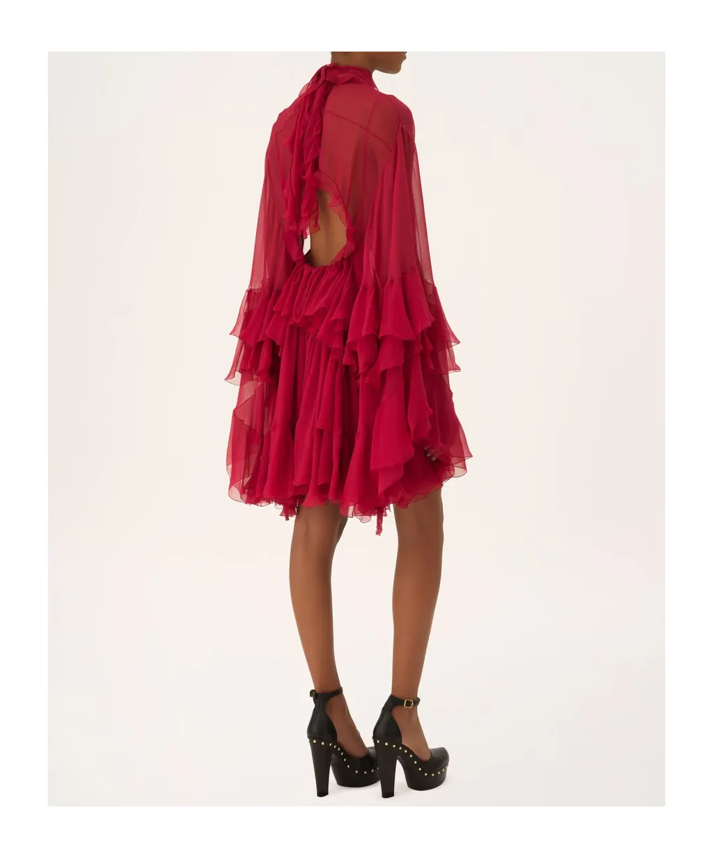 Chloé Sheer Detailed Ruffled Dress