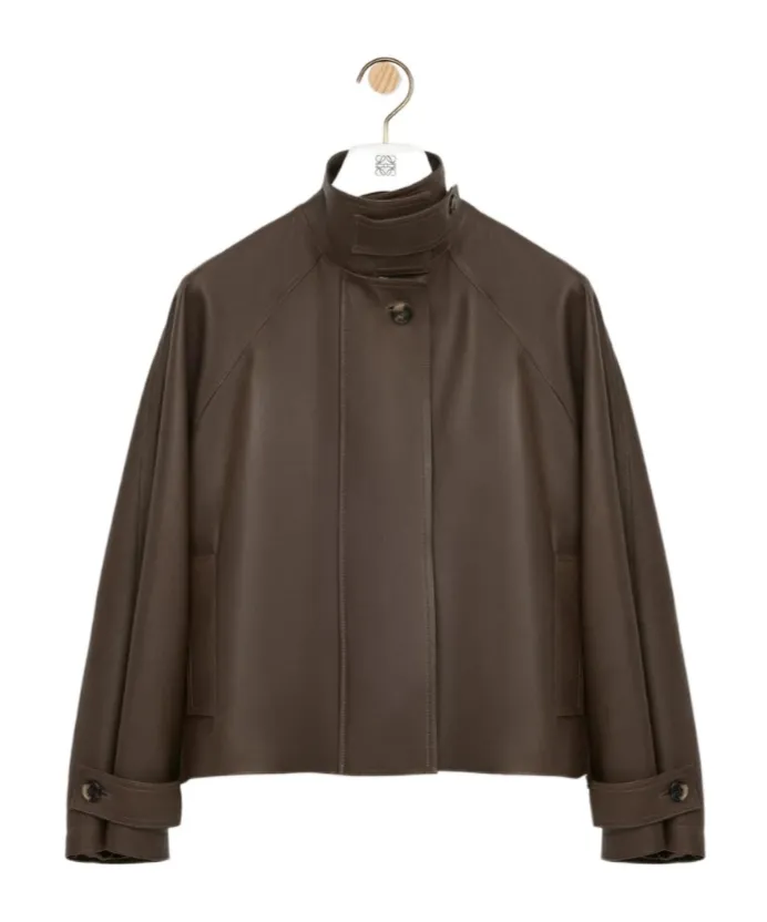 Loewe Leather High Neck Short Parka