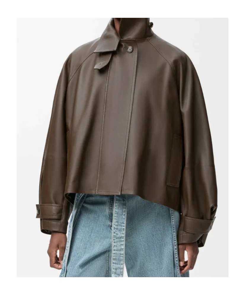 Loewe Leather High Neck Short Parka