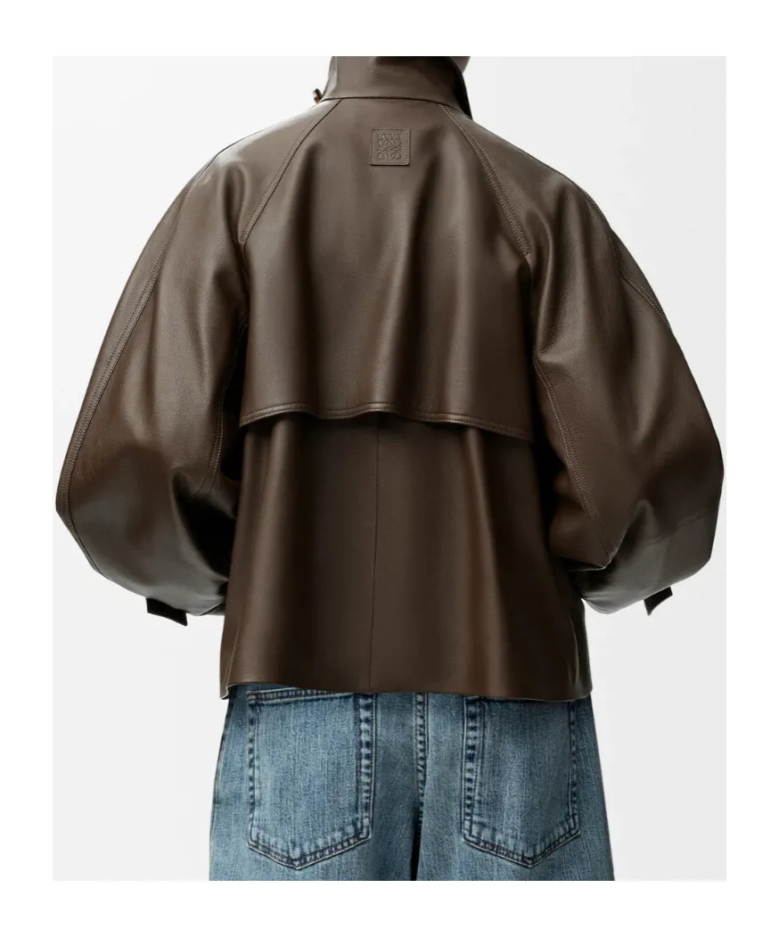 Loewe Leather High Neck Short Parka
