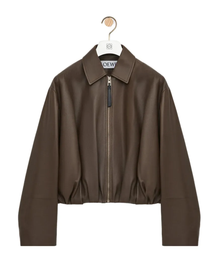 Loewe Draped Cropped Leather Jacket