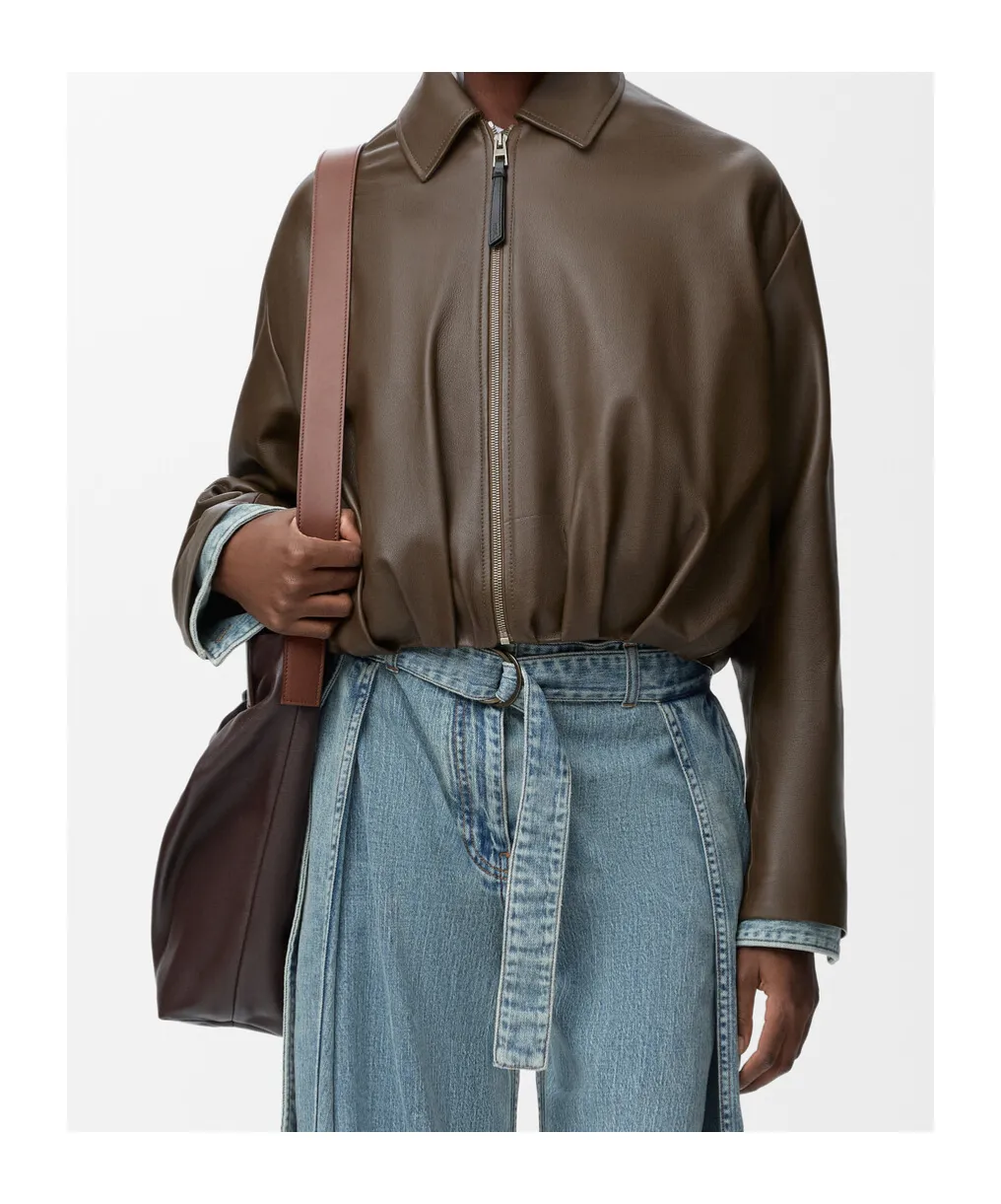 Loewe Draped Cropped Leather Jacket