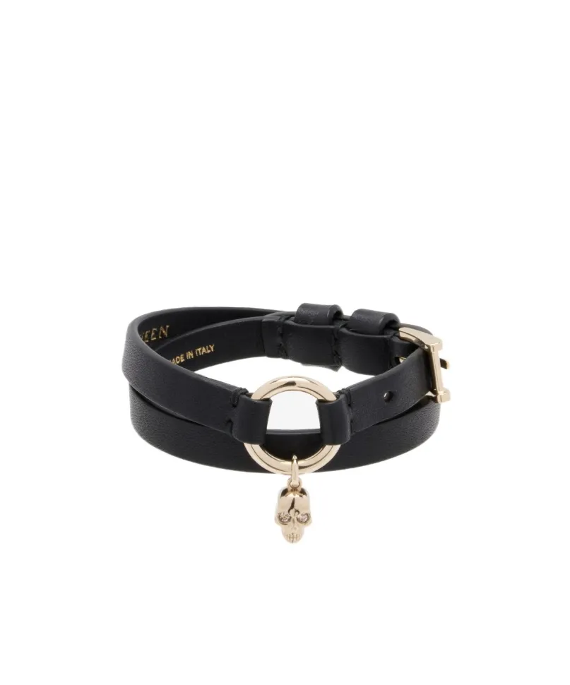 Alexander Mcqueen Skull Ring Double Wrap Bracelet