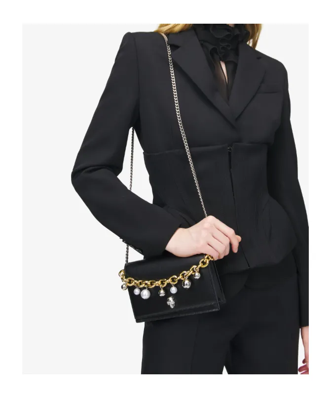 Alexander Mcqueen Skull Embellished Chained Clutch Bag