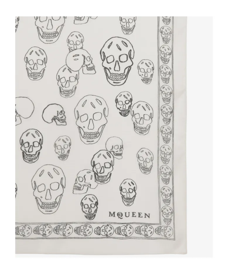 Alexander Mcqueen Hand-Painted Skull Scarf