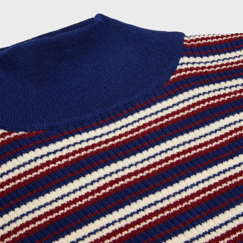 Turtleneck Sweater In Striped Ribbed Wool
