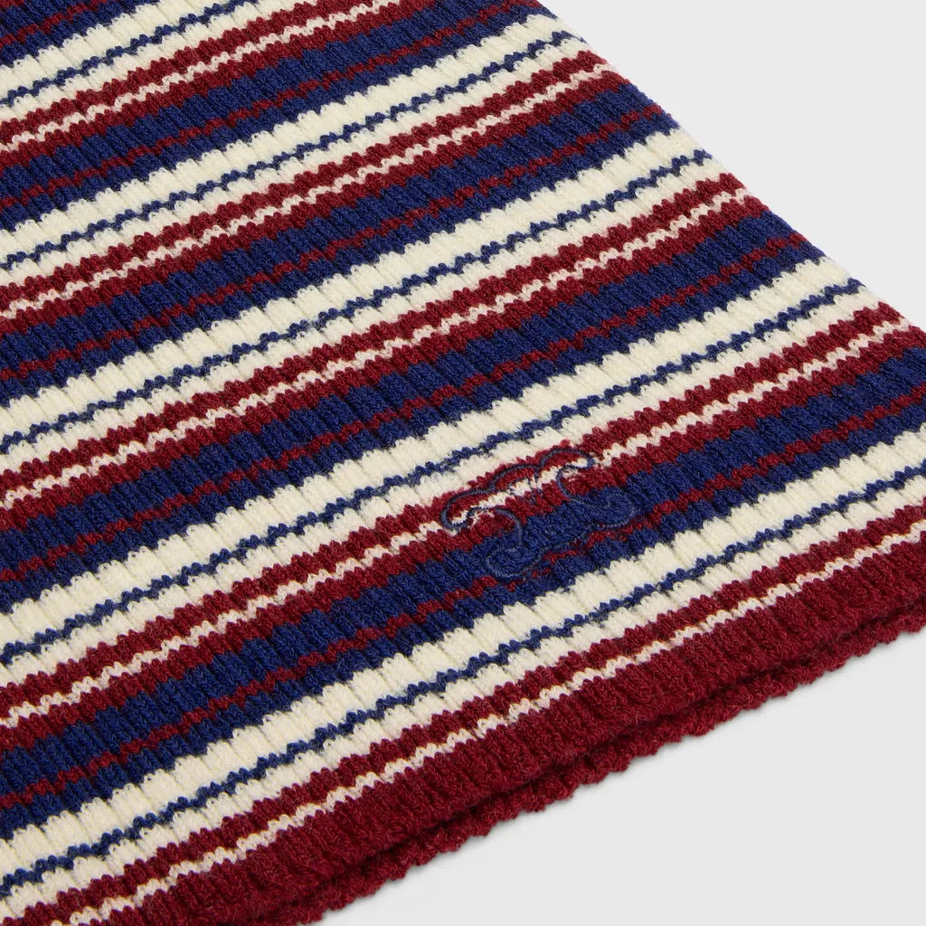 Turtleneck Sweater In Striped Ribbed Wool