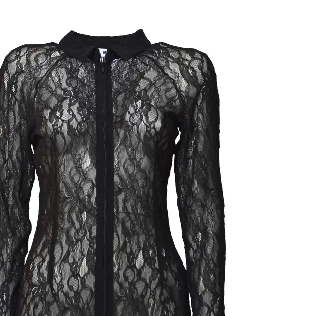 Msgm Floral Stretch Lace Zipped Shirt