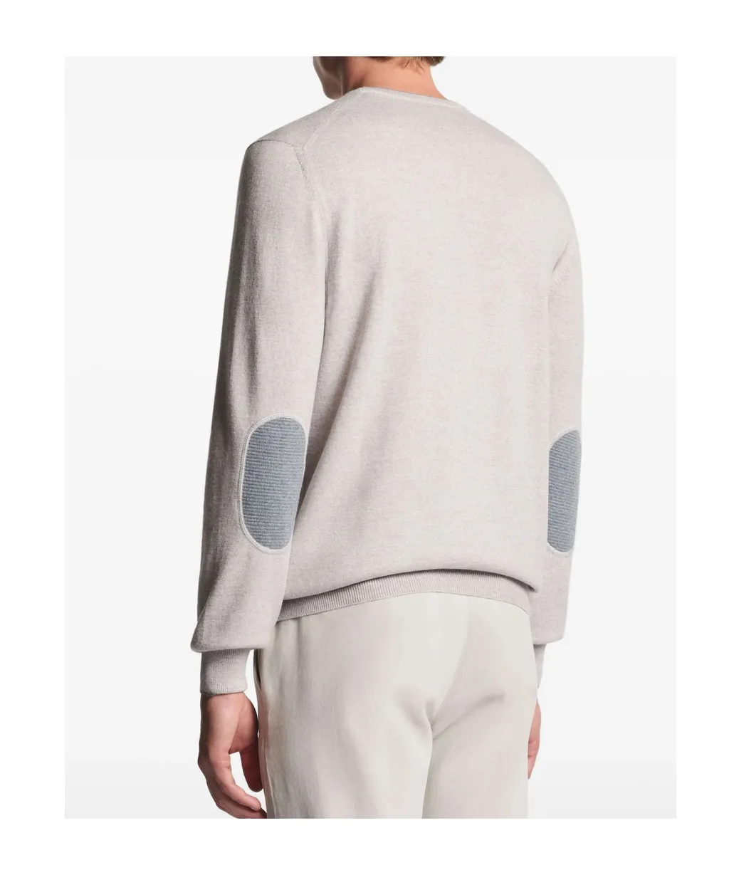 Fay Elbow-Patch Round Neck Knitwear