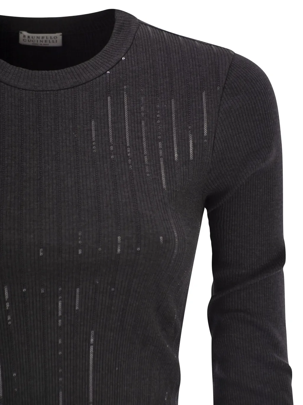 Brunello Cucinelli Dazzling Stripe Embroidery Jersey T-Shirt