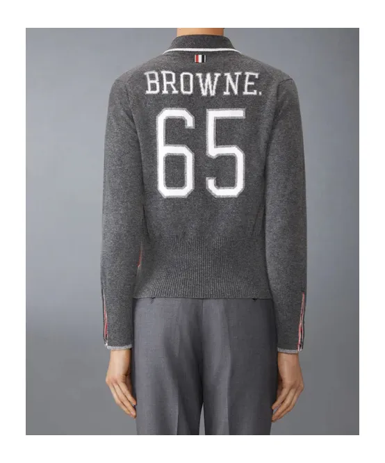 Thom Browne 65 Jersey Intarsia Long Sleeve Polo Shirt