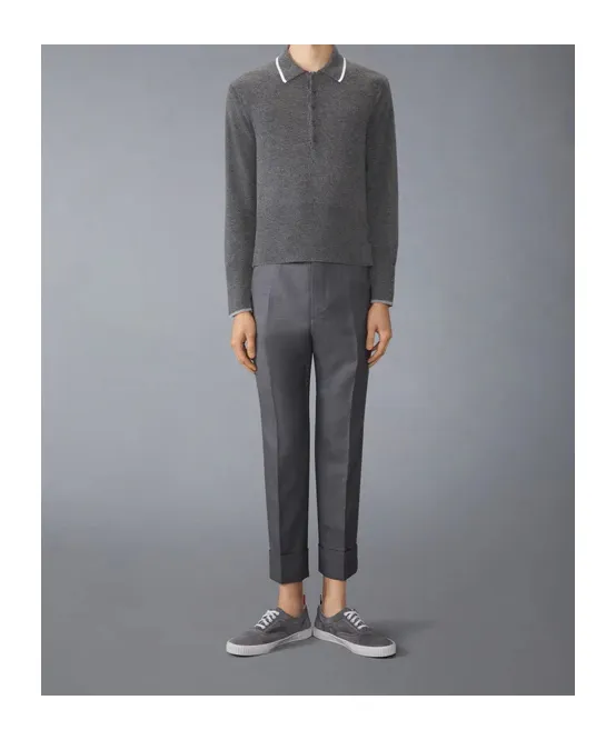 Thom Browne 65 Jersey Intarsia Long Sleeve Polo Shirt