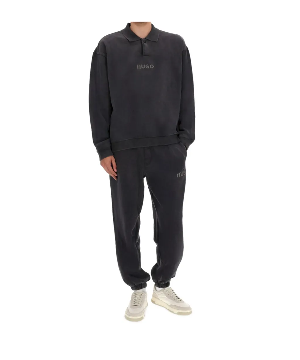 Hugo Button Detailed Long-Sleeved Polo Sweatshirt