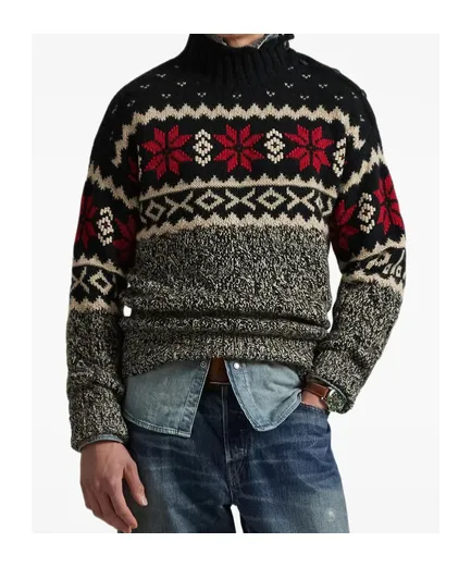 Buttoned Patterned Pullover