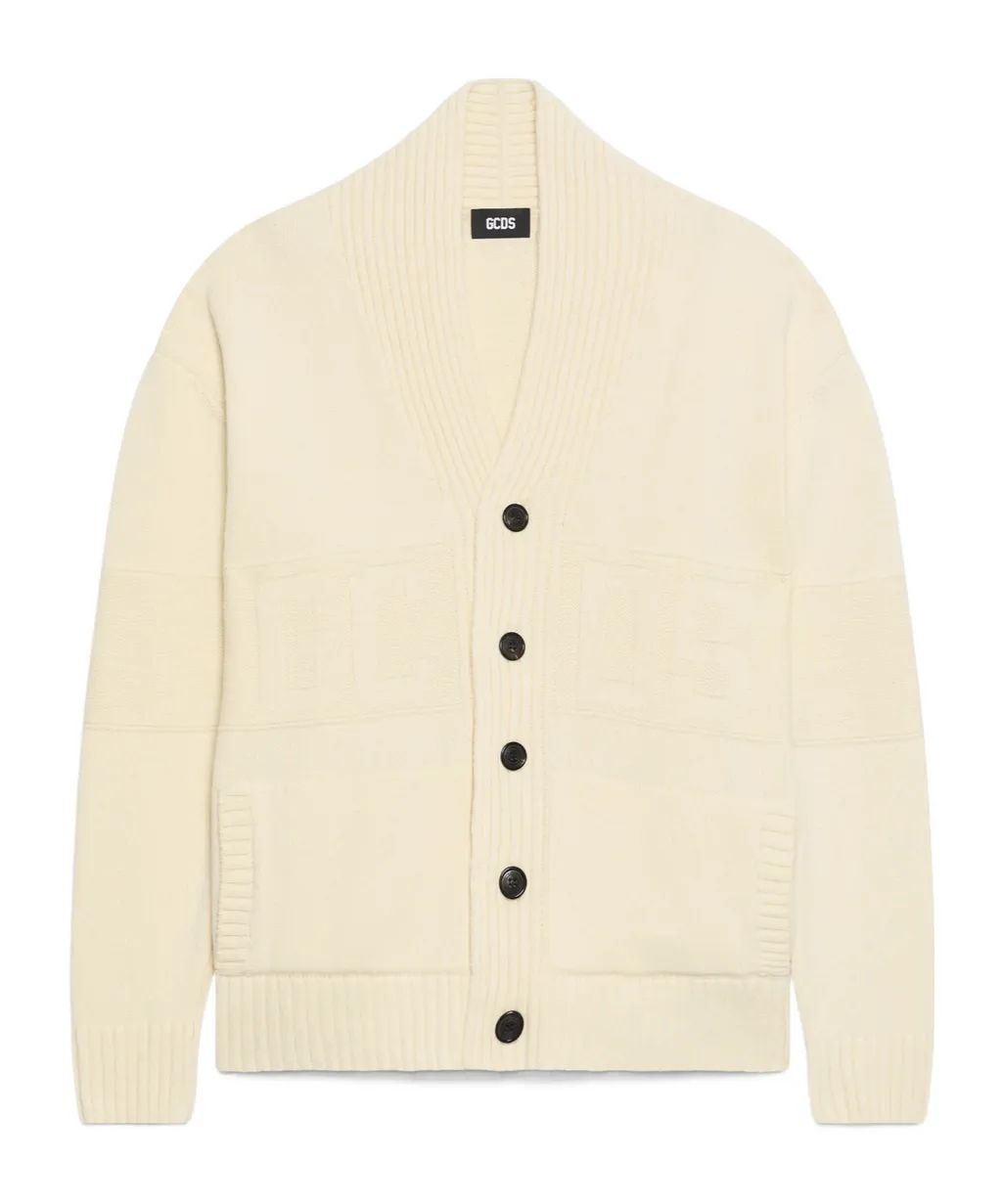 Gcds Logo Embossed V-Neck Cardigan