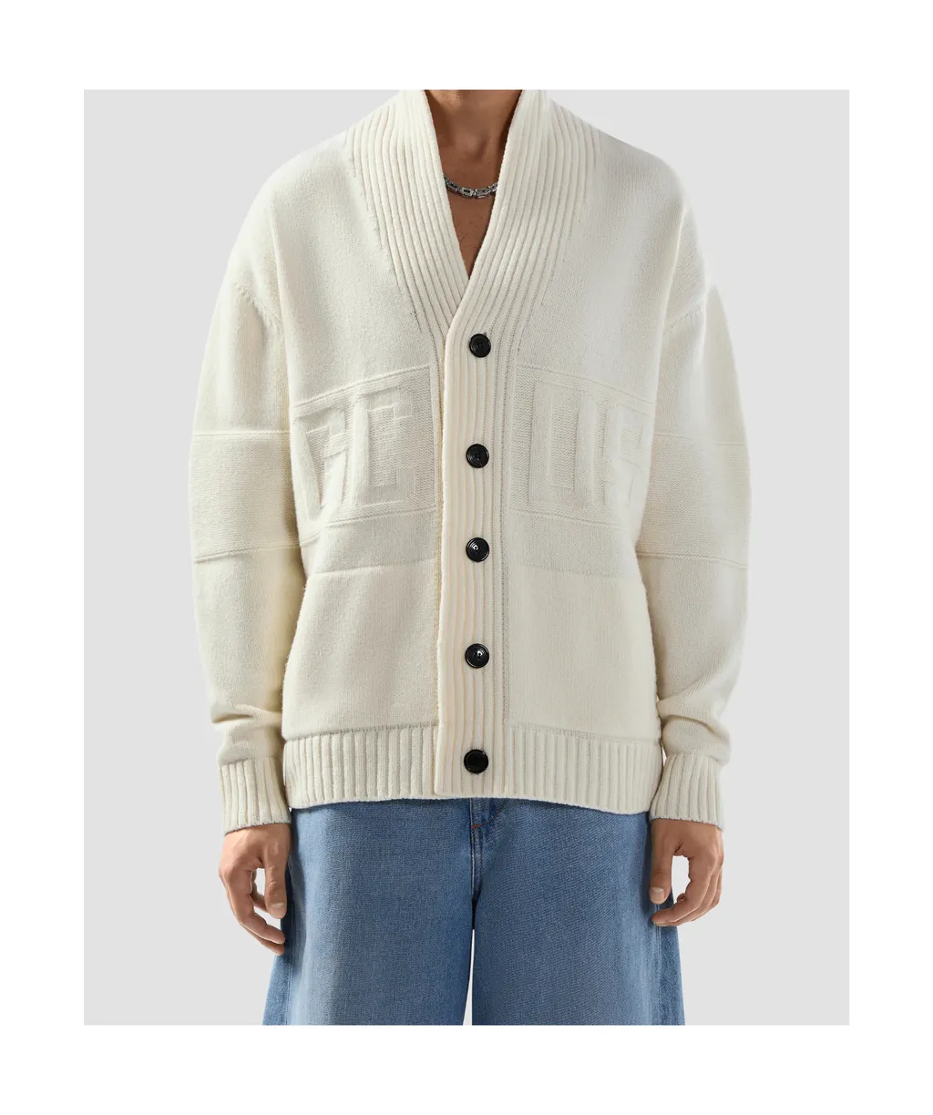 Gcds Logo Embossed V-Neck Cardigan