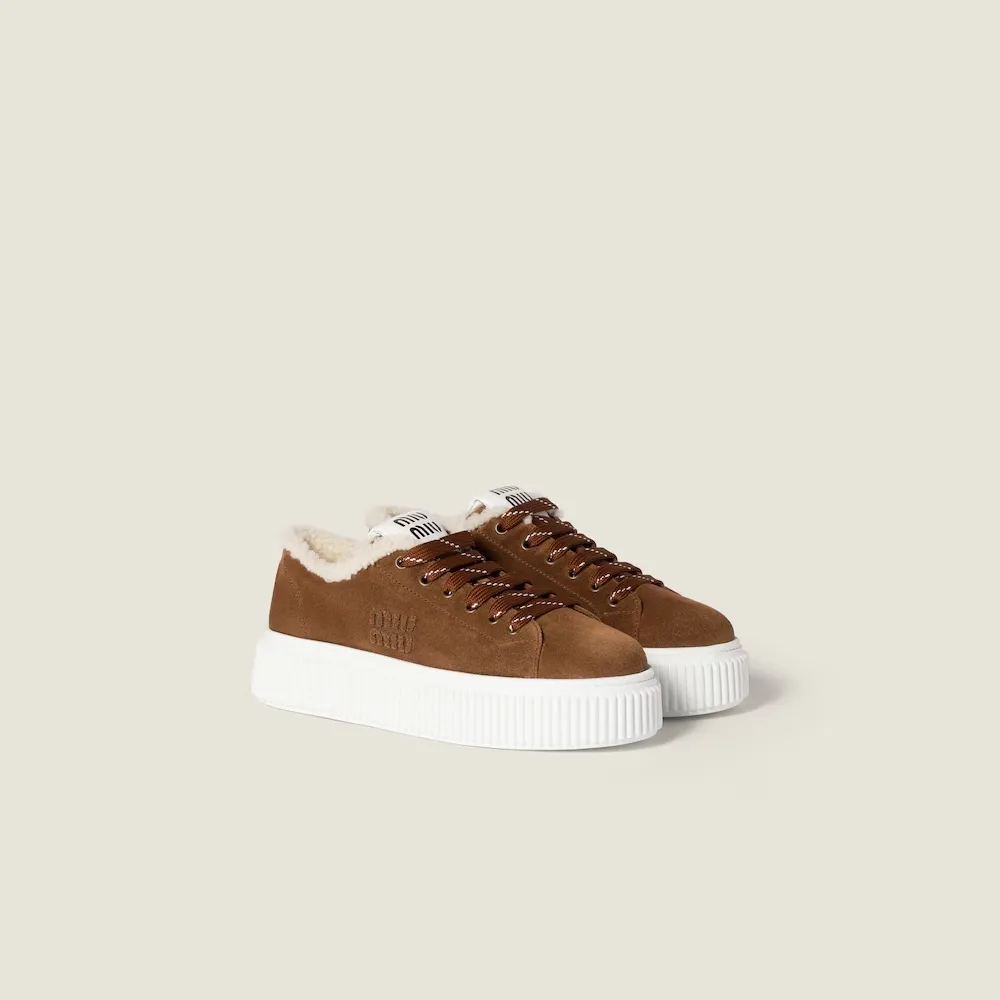 Suede And Shearling Sneakers