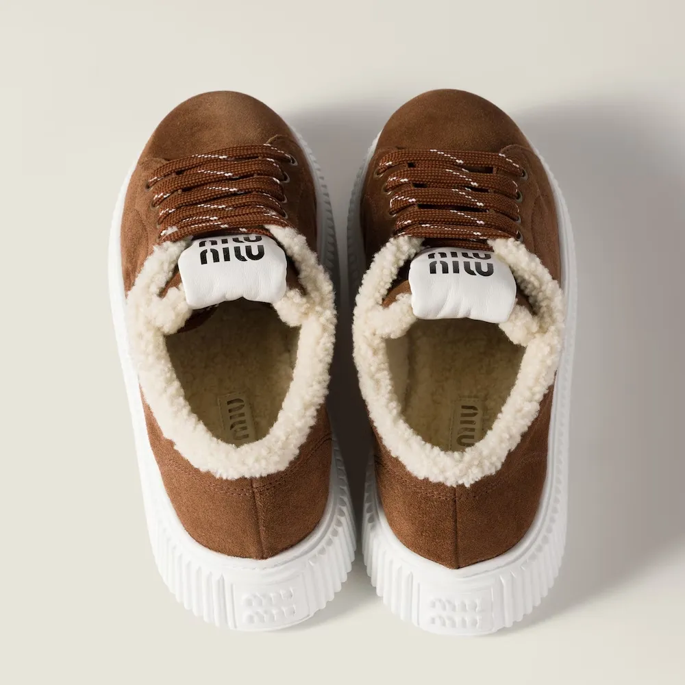 Suede And Shearling Sneakers